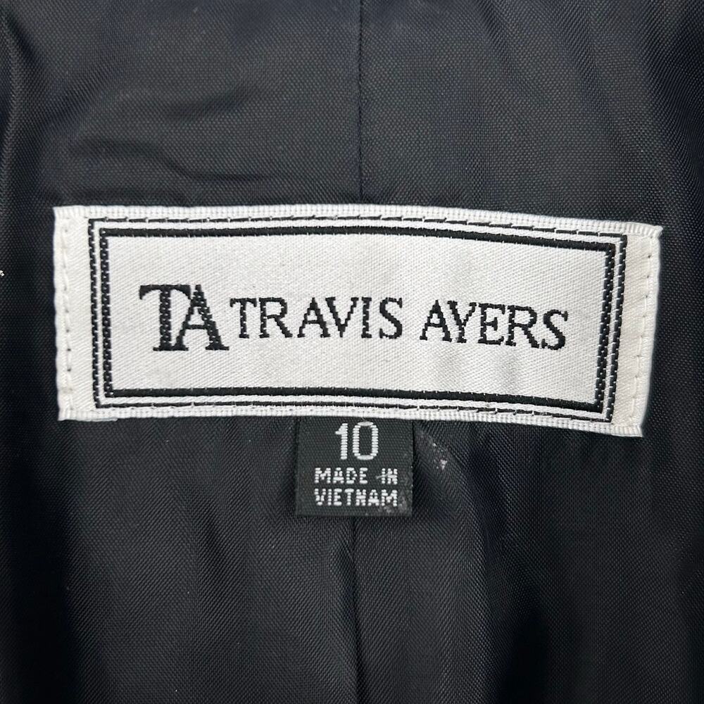 Travis Ayers Women's Black Pink Pinstripe 3 Button Career Blazer Jacket Size 10 - Picture 6 of 12